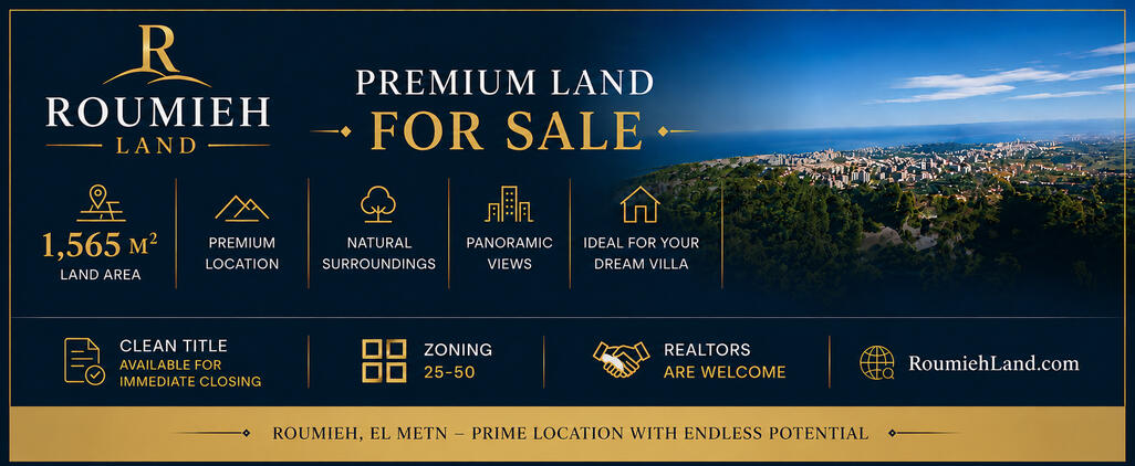 Roumieh Land for Sale Prime Roumieh hillside land with panoramic sea views and villa development potential